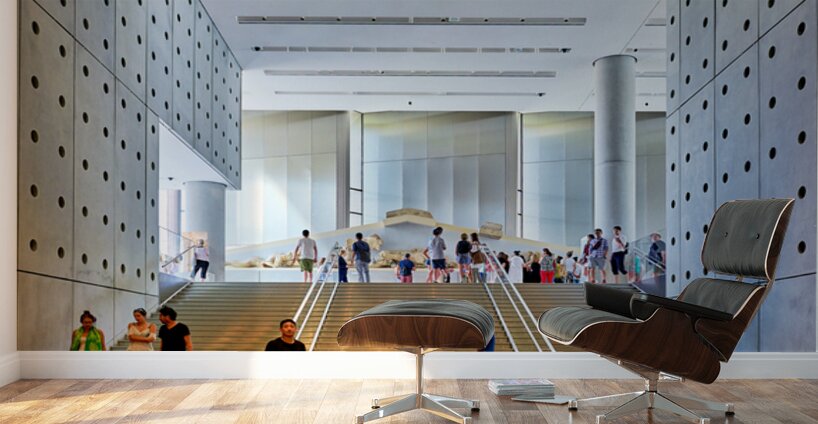 People walk around the Acropolis Museum in Athens Greece Wall Murals
