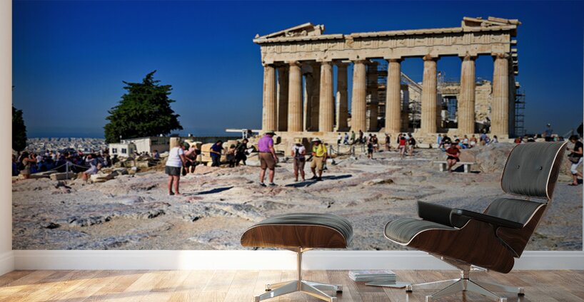 Visitors explore the Parthenon at the Acropolis in Athens Greece Wall Murals