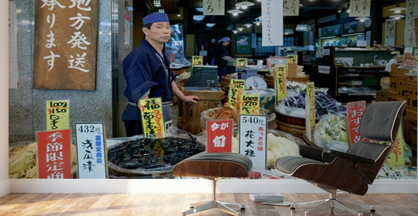 Vendors and products at Kyotos Nishiki Market Wall Murals