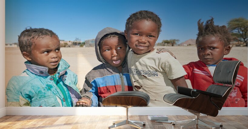 Group of children in Damaraland Namibia on a sunny day Wall Murals