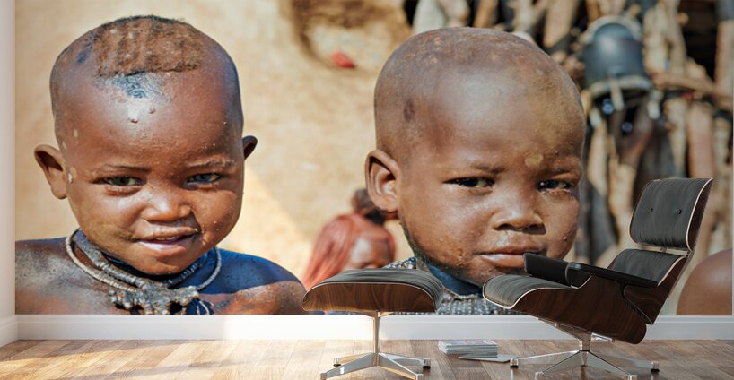 Children in himba village of kunene region namibia Wall Murals