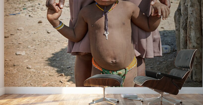 Portrait of Zemba Bantu child and mother in Kunene Region Namibi Wall Murals