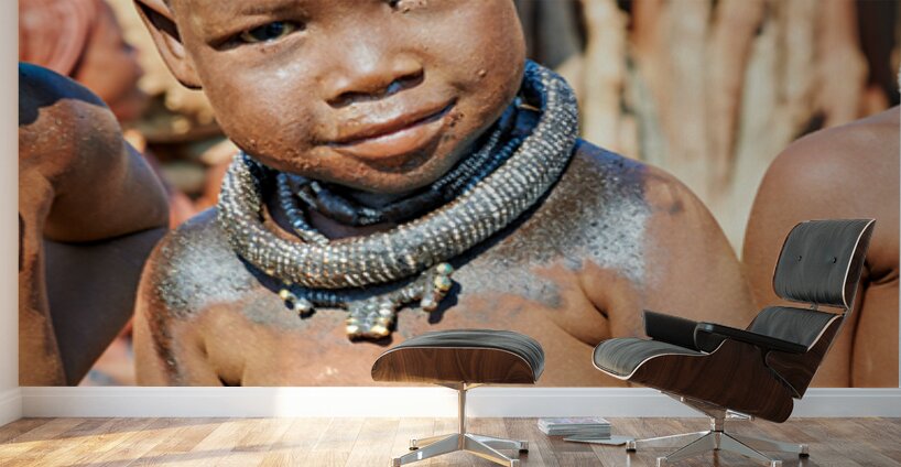 Portrait of child in Himba village in Kunene region of Namibia Wall Murals