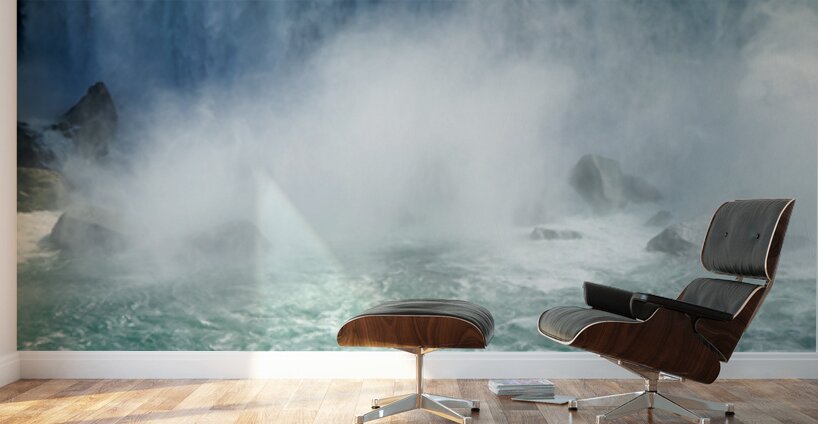 Maid of the Mist boat with tourists at Niagara Falls. Wall Murals