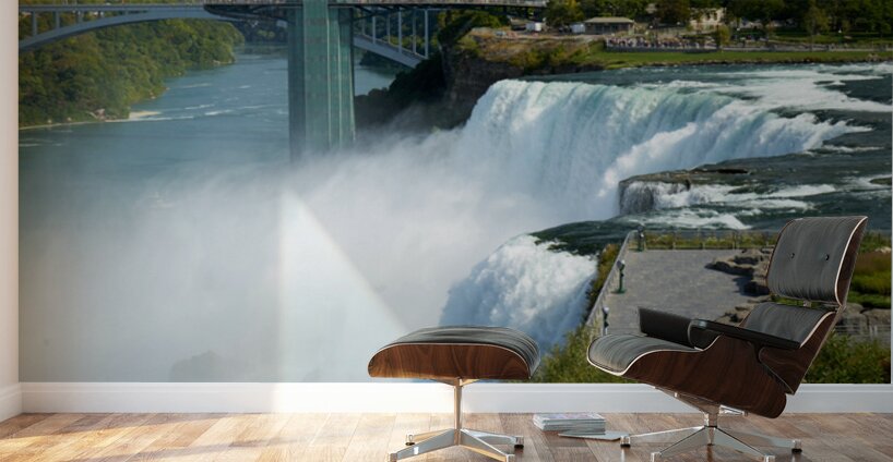 Niagara Falls bridge and observation deck on a sunny day. Wall Murals