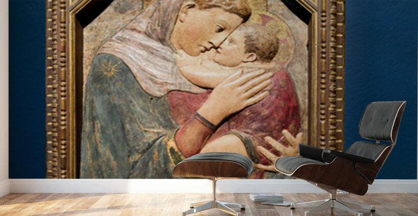 Visitors admire Madonna and Child sculpture by Donatello in muse Wall Murals