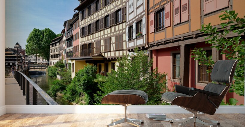 Timber houses by the canal in Strasbourgs Petit France district Wall Murals