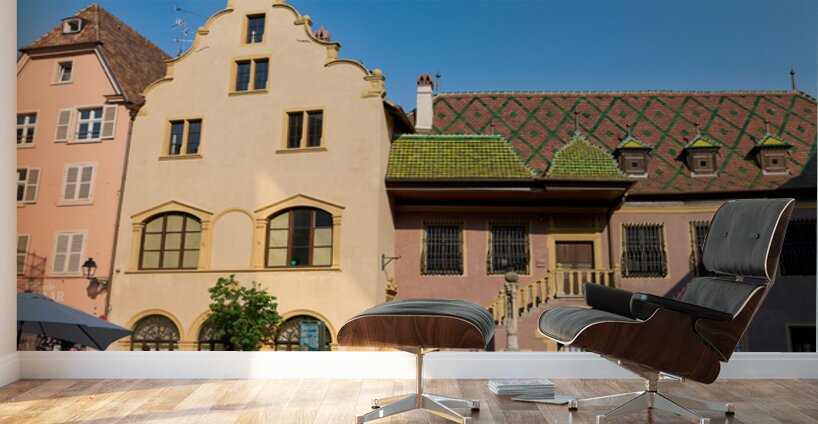 Visitors gather at Koifhus old custom house in Colmar Alsace Wall Murals