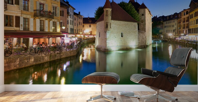Palais de lIsle and Thiou river during sunset in Annecy Wall Murals