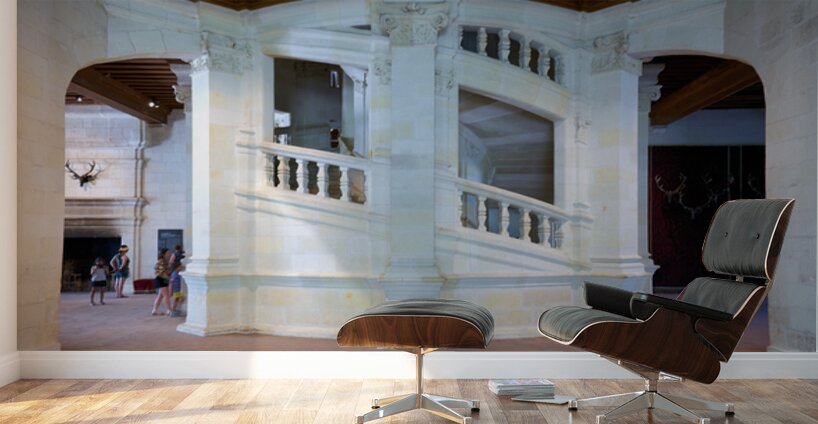 Chateau de Chambord features a double spiral staircase in France Wall Murals