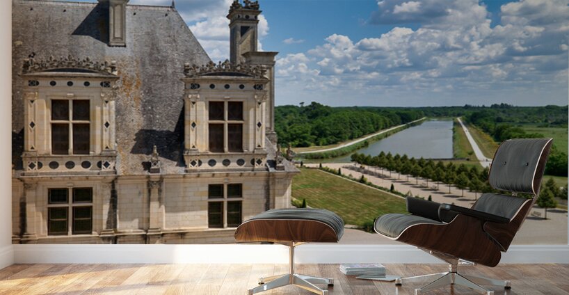 View of gardens at Chateau de Chambord in France on a sunny day Wall Murals