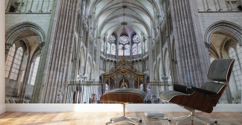 View inside Auxerre Cathedral Saint Etienne in Burgundy France Wall Murals
