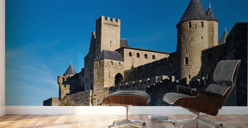Visit to the famous castle of Carcassonne in France on a clear d Wall Murals