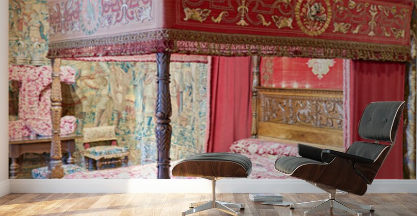 Historic bed at Chateau de Chenonceau in France Wall Murals