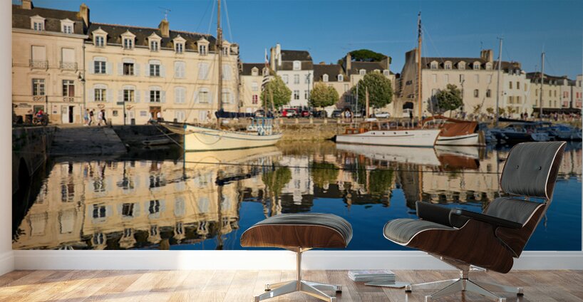 Boats moored at the port of Vannes in Brittany France during day Wall Murals