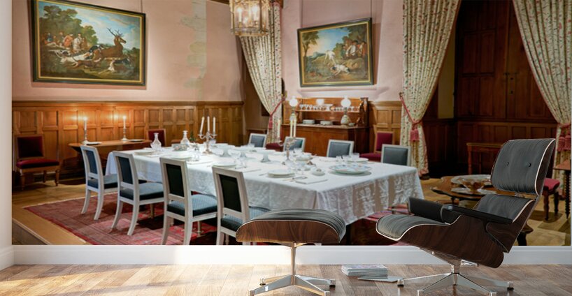 Dining room setup in Chateau dAzay le Rideau in Loire Valley Wall Murals