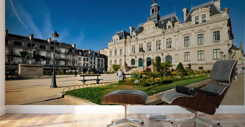 Vannes town hall in Brittany France with nearby park and buildin Wall Murals