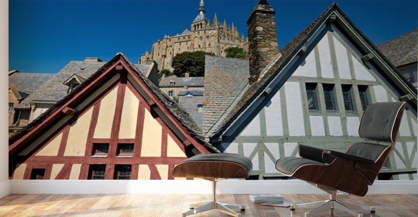 Visit Mont Saint Michel in Normandy France under clear blue sky Wall Murals