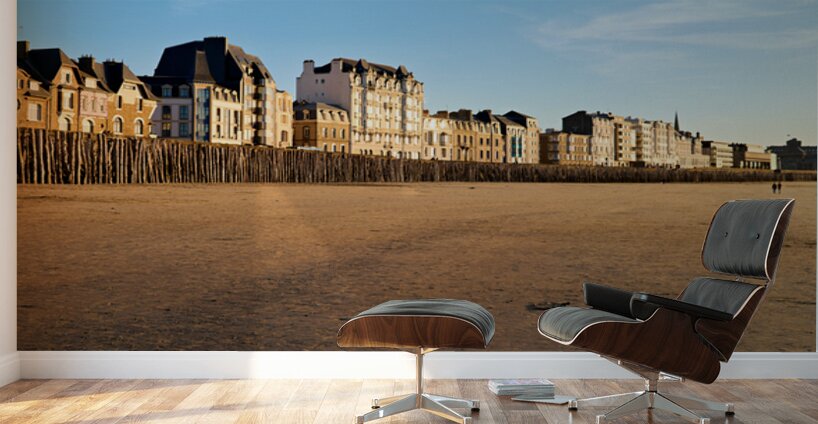 Grand Plage du Sillon beach at dusk in Saint Malo Brittany Fra Wall Murals