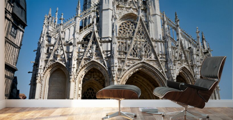 Saint Maclou church in Rouen Normandy with clear blue sky Wall Murals