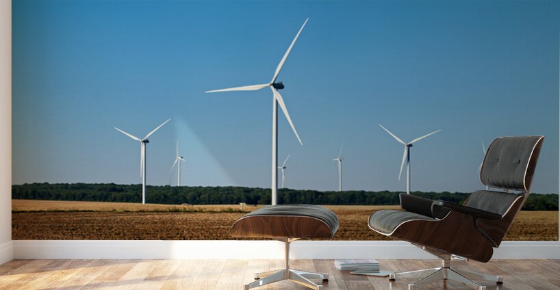 Wind power plant is located in Bourgogne France during clear da Wall Murals