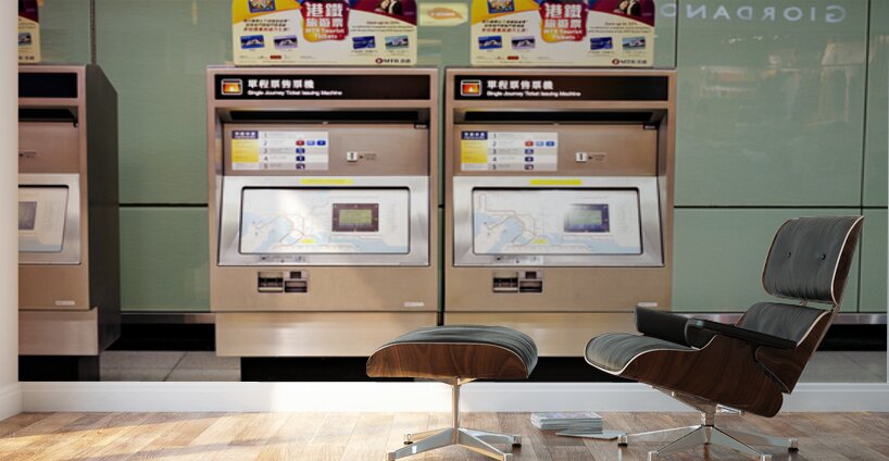 MTR ticket machines for tourists in Hong Kong at station Wall Murals