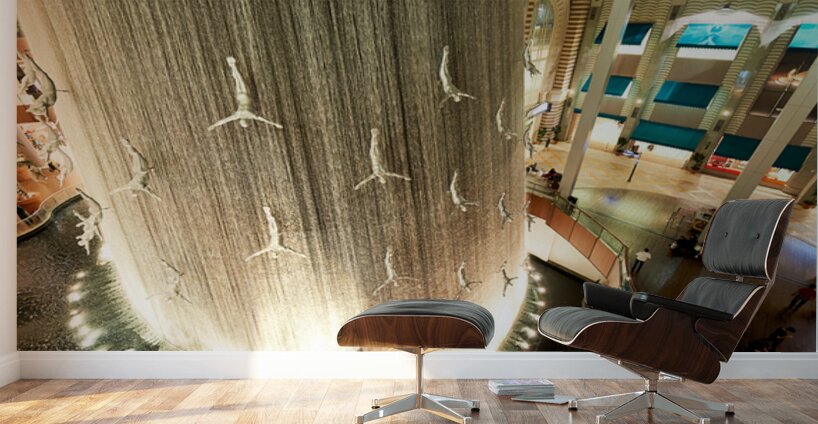 Diving sculptures at Dubai Malls waterfall showcase unique art Wall Murals