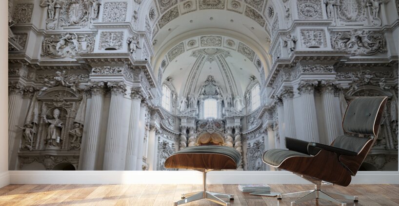 Church of St. Cajetan in Munich Germany shows Baroque style desi Wall Murals