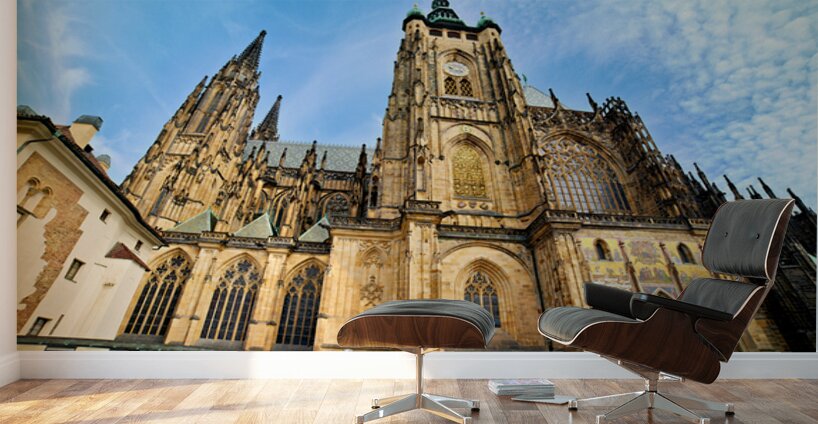 Majestic St. Vitus Cathedral Prague under a blue sky. Wall Murals