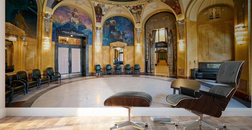 Ornate historic hall with murals arches and elegant seating. Wall Murals