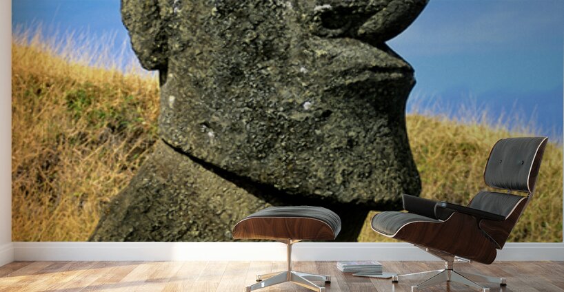Iconic Moai statue stands tall on Easter Island. Wall Murals