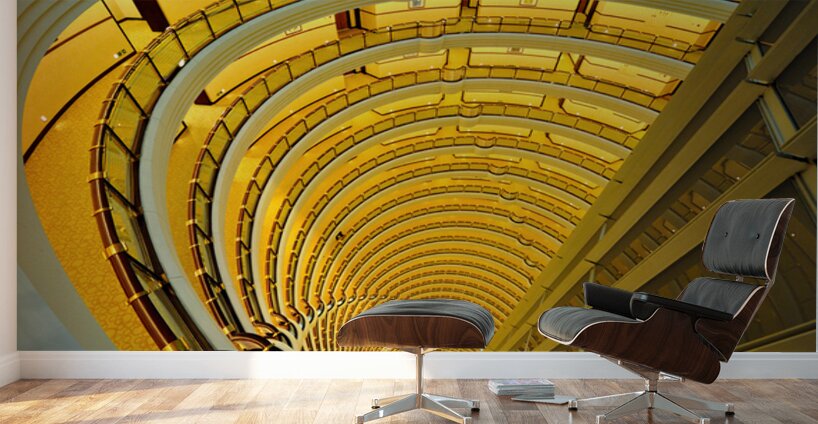 View down a multi story hotel atrium in Shanghai China Wall Murals