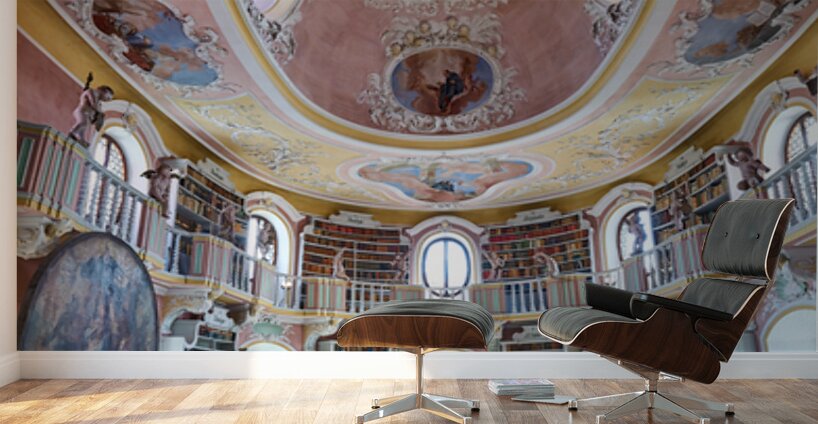 Explore St. Mang Abbey Library in Fussen along the Romantic Road Wall Murals
