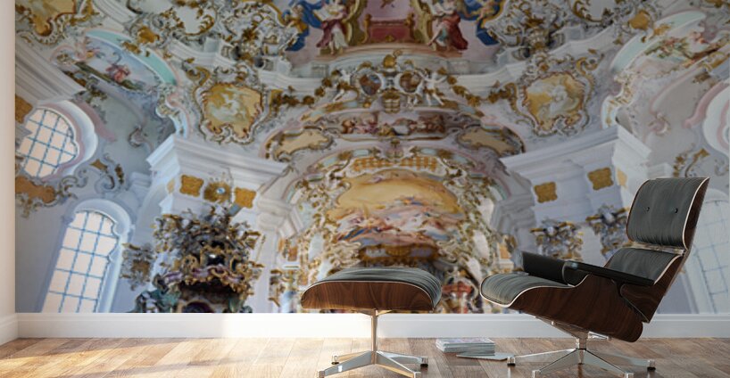 Pilgrimage church of wies on the romantic road in bavaria germa Wall Murals