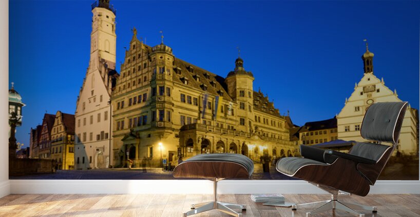 Market square at sunset in Rothenburg ob der Tauber Germany Wall Murals
