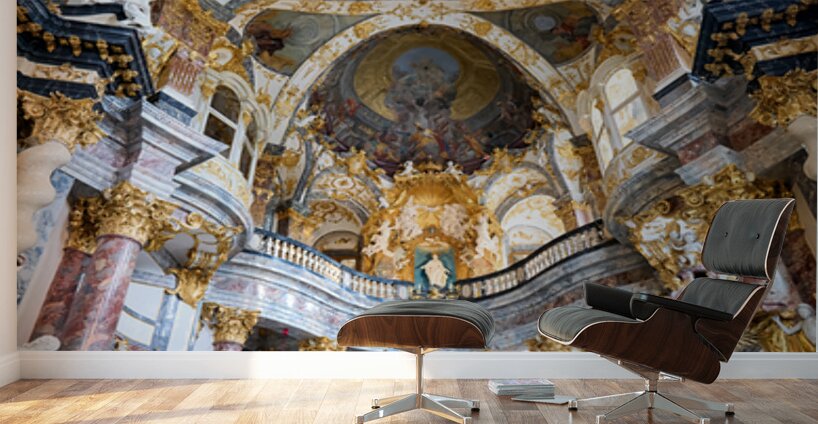 Hofkirche displays ornate architecture and grand artwork in Wurz Wall Murals