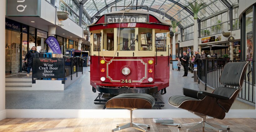 Sightseeing tram in Christchurch New Zealand for city tour Wall Murals