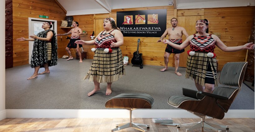 Haka performance at Whakarewarewa Maori Village in Rotorua Wall Murals