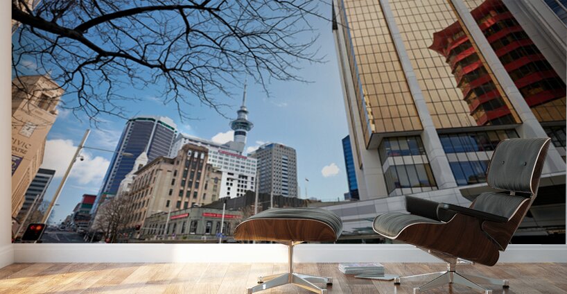 Modern architecture and Sky Tower in Auckland New Zealand Wall Murals