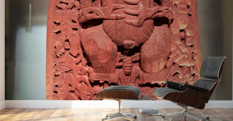 Maori carving in Auckland War Memorial Museum in New Zealand Wall Murals