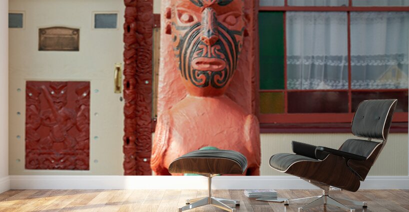 Maori carving at Whakarewarewa village in Rotorua New Zealand Wall Murals