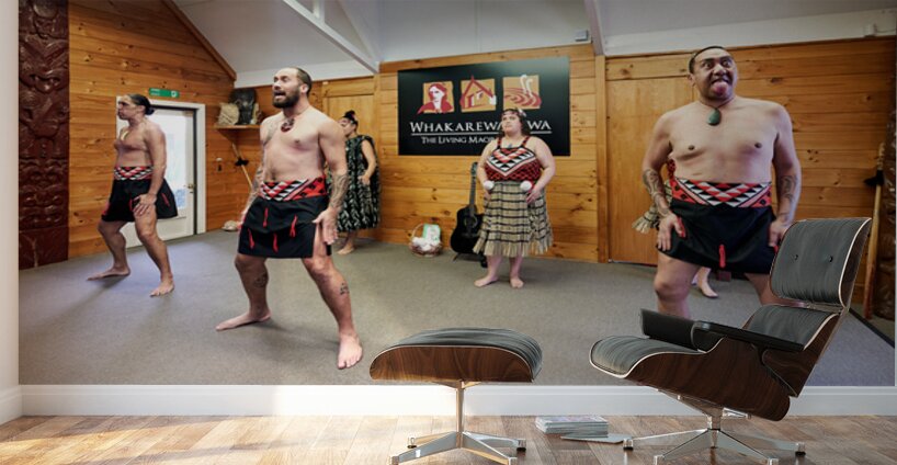 Haka dance at Whakarewarewa Maori Village Rotorua Wall Murals