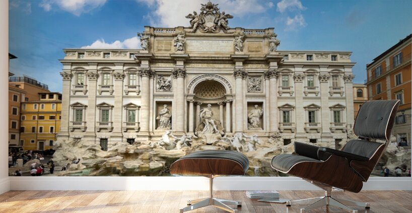 Crowd of tourists visiting Trevi fountain in Rome Italy Wall Murals