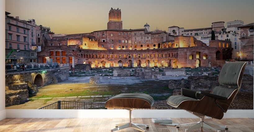 Trajans Market in Rome during sunset at Fori Imperiali Wall Murals