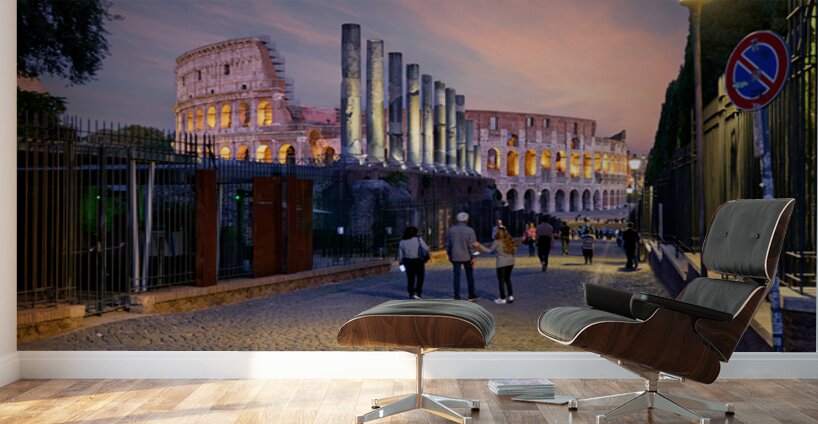 Walk along Via Sacra with views of Colosseum in Rome Italy Wall Murals