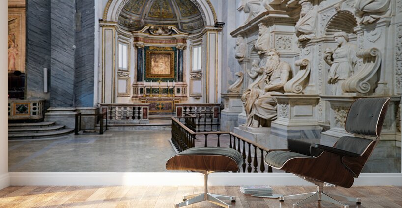 Sculpture of moses by michelangelo in san pietro in vincoli rom Wall Murals