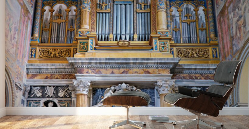 Daytime view of Romes cathedral interior with organ Wall Murals