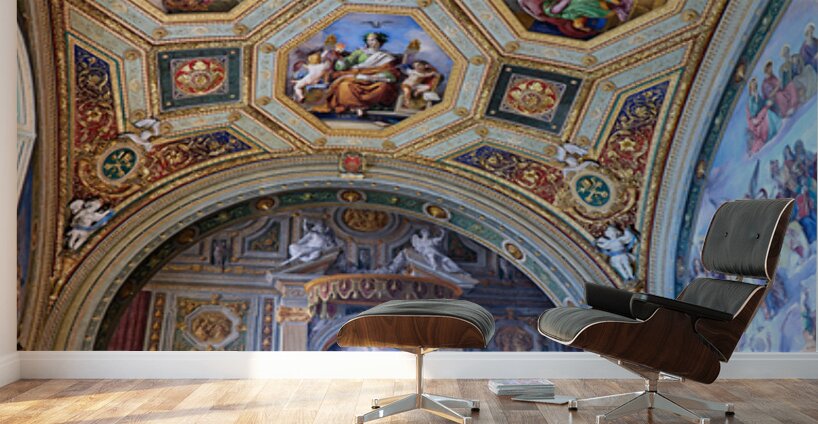 Exploring frescoes in the Raphael rooms at Vatican Museums Wall Murals