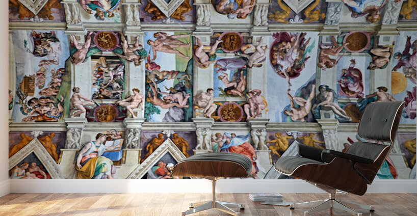 Michelangelo ceiling painting at Vatican Museums in Rome Wall Murals