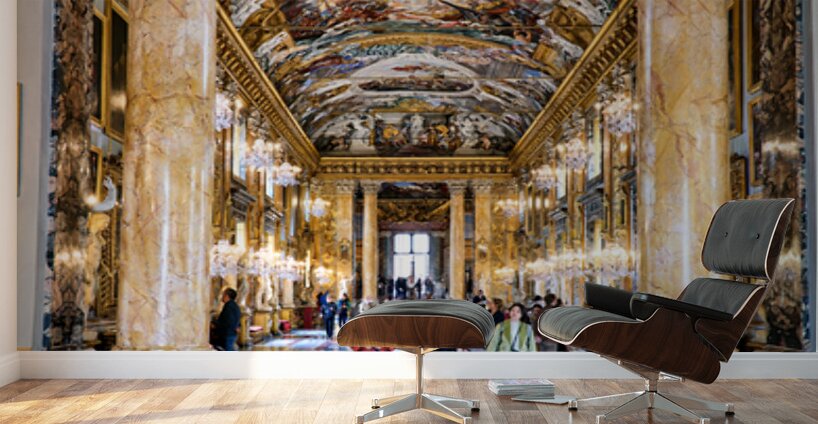 Visitors explore the Great Hall at Colonna Art Gallery in Rome Wall Murals